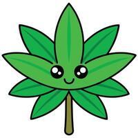 A cartoon marijuana leaf with eyes and a smile vector