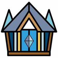 A blue and yellow house with a window vector