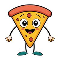 A cartoon slice of pizza with arms and legs vector