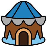 An icon of a house with a blue roof vector