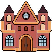 A cartoon building with a door and windows vector