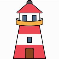 A red and white lighthouse with a red roof vector