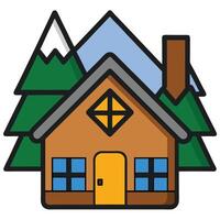 A house with mountains in the background vector