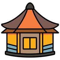 A small building with a roof and windows vector