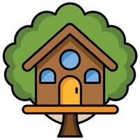A house with a tree on top and a tree on the ground vector