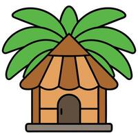 A small hut with a palm tree on top vector