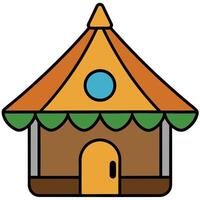 A cartoon house with a roof and a door vector