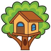 A cartoon house on a tree vector