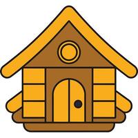 A small wooden house with a door and a window vector