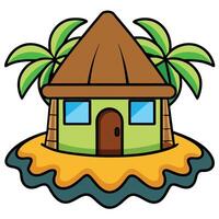 Tropical island with house vector