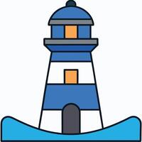 A blue and white lighthouse icon on a white background vector