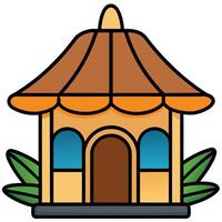 A small house with a roof and a door vector
