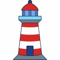 A red and white lighthouse with a blue top vector