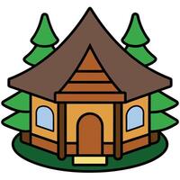 A house with a roof and trees in the background vector