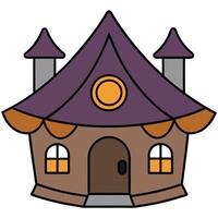 A cartoon house with a roof and windows vector