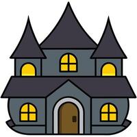 A cartoon house with yellow windows and a door vector