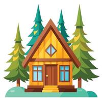 A cartoon house in the woods with trees vector
