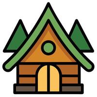 A small log cabin with a door and windows vector