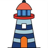 A cartoon lighthouse with a red roof vector