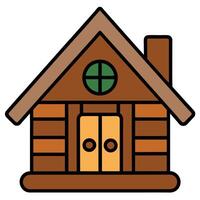 A log cabin with a door and windows vector