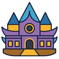 A purple building with two towers vector