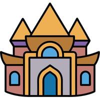 A castle icon with a door and windows vector
