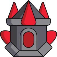 A castle with red spikes on top vector