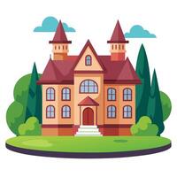 An illustration of a castle with a tower vector