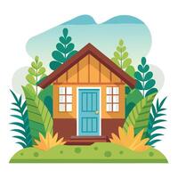 A small house in the middle of the forest vector