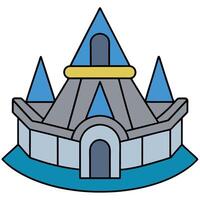 A castle with a blue roof and blue towers vector