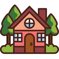 A house with trees and bushes on the side vector