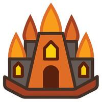A castle with fire in the background vector