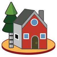 A house with a tree and a tree in the background vector