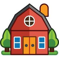 A red house with a window and door vector