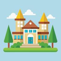 An illustration of a house with two towers vector