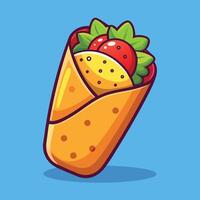 A cartoon burrito with strawberries on it vector