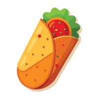 A taco with lettuce and tomatoes on a white background vector
