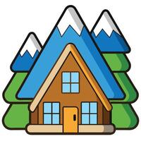 A house with a mountain in the background vector
