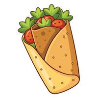 A wrap with strawberries and cheese on it vector