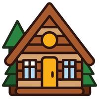 A log cabin with a door and windows vector