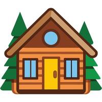 A log cabin with a yellow door and windows vector