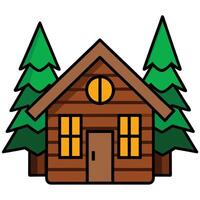 A cartoon house with trees and a door vector