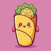 A cartoon taco with a slice of lemon and a smile vector