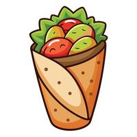 A cartoon burrito with vegetables and fruit vector