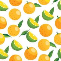 Seamless pattern of oranges and lemons vector
