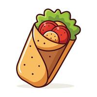 Burrito with vegetables and meat in a wrap vector