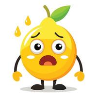 Lemon cartoon character with sad face vector