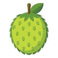A green fruit with leaves on it vector