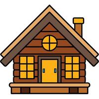 A log cabin with a window and a door vector
