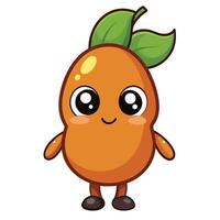 An orange character with eyes and a leaf on its head vector